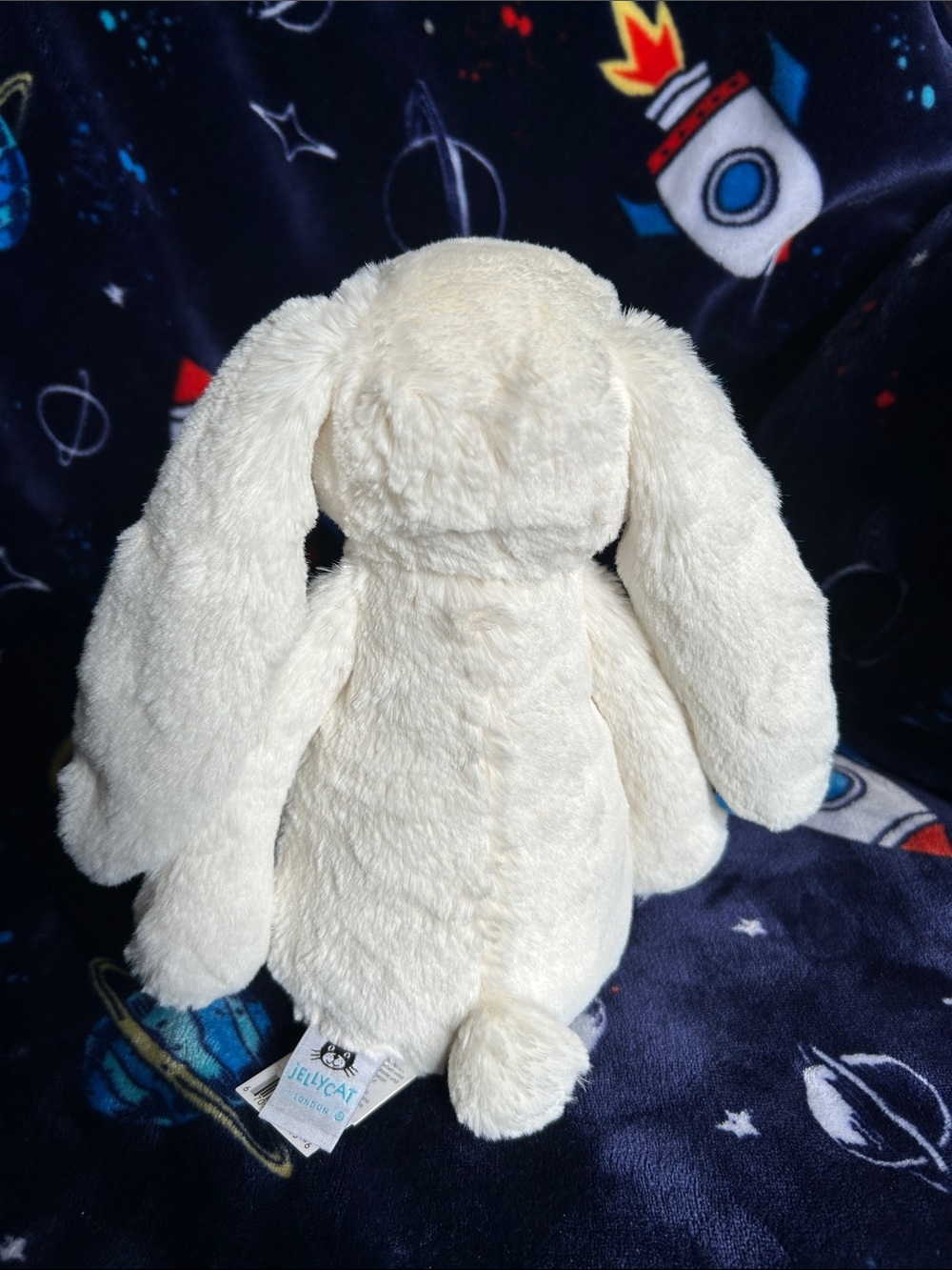 Rare Jellycat White Bunny Stuffed Animal with Star-wPrint Ears - Picture 3 of 6